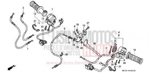 LEVIER DE GUIDON/COMMUTATEUR/ CABLE CBR600FS de 1995